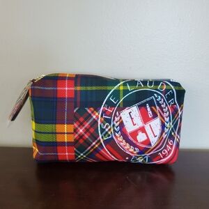 Estee Lauder Plaid Tartan Makeup Bag ~ NWOT Made With Recycled Materials